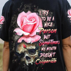 I TRY TO BE A NICE PERSON ROSE SKULL ALL OVER PRINT - TLTW2104232