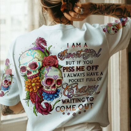 I AM A SWEET GIRL FLOWER SKULL ALL OVER PRINT - YHHN3001231