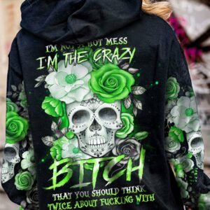 I'M NOT A HOT MESS GREEN FLOWER SKULL ALL OVER PRINT - TLTW0811224