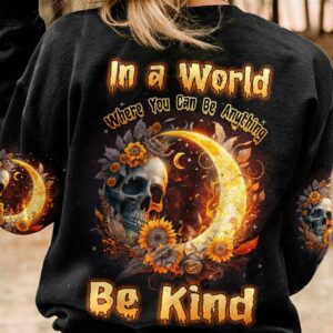 BE KIND SUNFLOWER SKULL CRESCENT MOON ALL OVER PRINT - TLNZ0603234