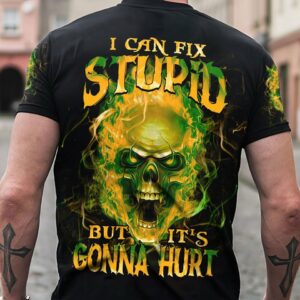 I CAN FIX STUPID FLAMING SKULL ALL OVER PRINT - TLTM1011222