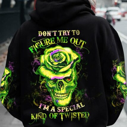 DON'T TRY TO FIGURE ME OUT GREEN SKULL ROSE ALL OVER PRINT - TLTW2212221