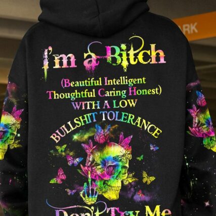 I'M A B DON'T TRY ME BUTTERFLY SKULL ALL OVER PRINT - TLNZ0703232
