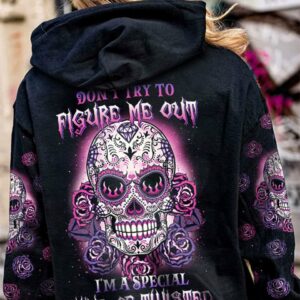 DON'T TRY TO FIGURE ME OUT SUGAR SKULL ROSE ALL OVER PRINT - TLTW1411221