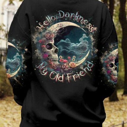 HELLO DARKNESS MY OLD FRIEND CRESCENT MOON SKULL ALL OVER PRINT - TLTR2903233