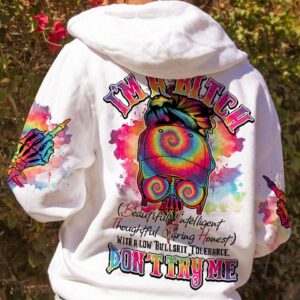 I'M A B TIE DYE MESSY BUN WHITE ALL OVER PRINT - TLTY2212222