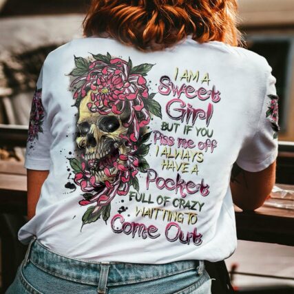 I AM A SWEET GIRL FLOWER SKULL ALL OVER PRINT - TLNZ0102233