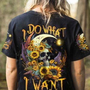 I DO WHAT I WANT CRESCENT MOON SUNFLOWER SKULL ALL OVER PRINT - TLTW2103236