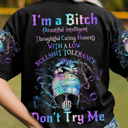 I'M A B DON'T TRY ME MERMAID MESSY BUN ALL OVER PRINT - TLNO1404231