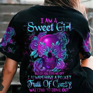 I AM A SWEET GIRL PURPLE FLOWER SKULL ALL OVER PRINT - TLTW1612221