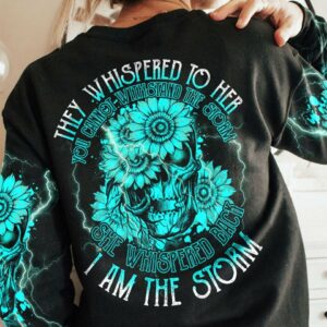 I AM THE STORM TEAL SKULL FLOWER ALL OVER PRINT - TLTY1611225