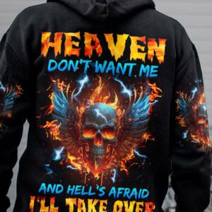 HEAVEN DON'T WANT ME FIRE SKULL WINGS ALL OVER PRINT - TLNZ1002235