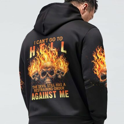 I CAN'T GO TO HELL FLAMING SKULL ALL OVER PRINT - TLTM0312222