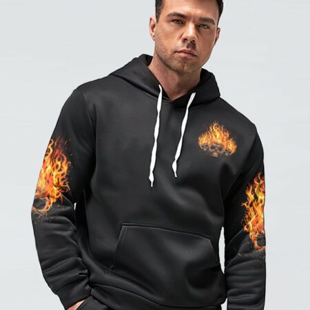 I CAN'T GO TO HELL FLAMING SKULL ALL OVER PRINT - TLTM0312222