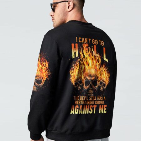 I CAN'T GO TO HELL FLAMING SKULL ALL OVER PRINT - TLTM0312222