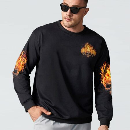 I CAN'T GO TO HELL FLAMING SKULL ALL OVER PRINT - TLTM0312222