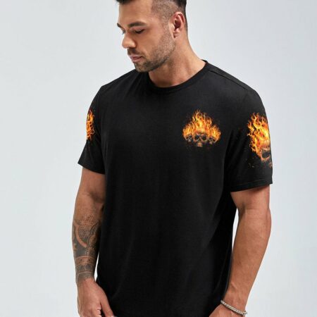 I CAN'T GO TO HELL FLAMING SKULL ALL OVER PRINT - TLTM0312222