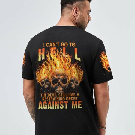 I CAN'T GO TO HELL FLAMING SKULL ALL OVER PRINT - TLTM0312222