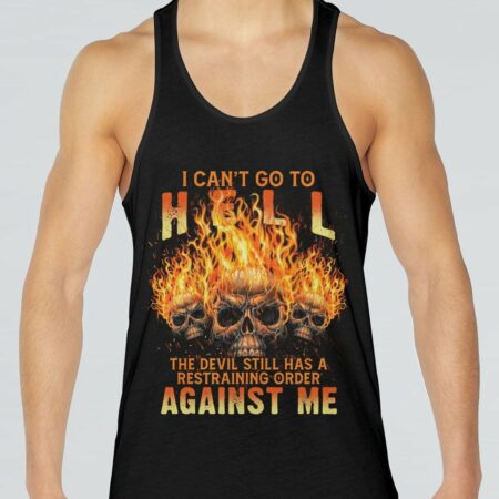 I CAN'T GO TO HELL FLAMING SKULL ALL OVER PRINT - TLTM0312222