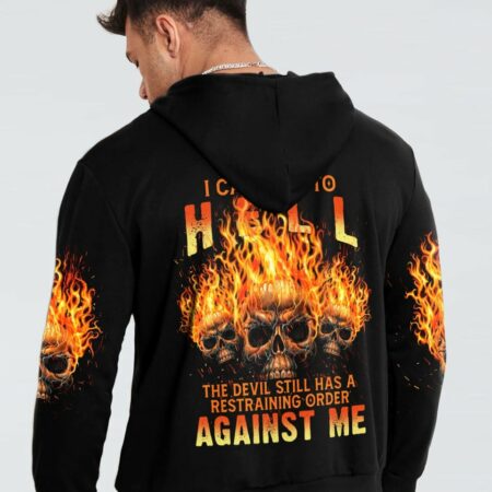I CAN'T GO TO HELL FLAMING SKULL ALL OVER PRINT - TLTM0312222