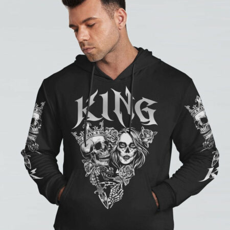 KING QUEEN GOTHIC SKULL COUPLE ALL OVER PRINT - TLTR1101234