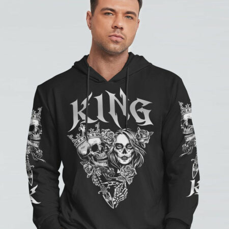 KING QUEEN GOTHIC SKULL COUPLE ALL OVER PRINT - TLTR1101234