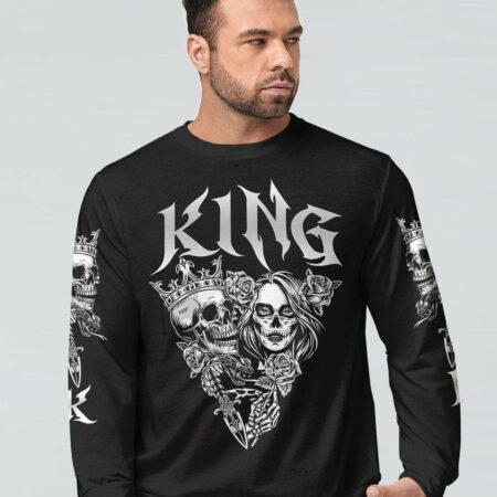 KING QUEEN GOTHIC SKULL COUPLE ALL OVER PRINT - TLTR1101234