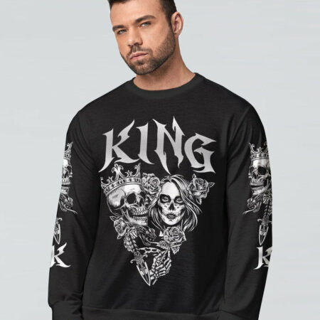 KING QUEEN GOTHIC SKULL COUPLE ALL OVER PRINT - TLTR1101234