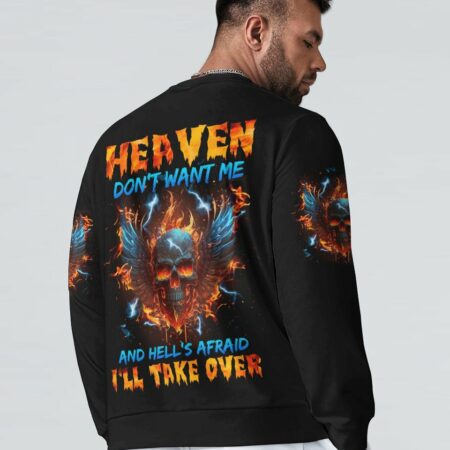 HEAVEN DON'T WANT ME FIRE SKULL WINGS ALL OVER PRINT - TLNZ1002235
