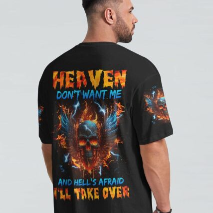 HEAVEN DON'T WANT ME FIRE SKULL WINGS ALL OVER PRINT - TLNZ1002235