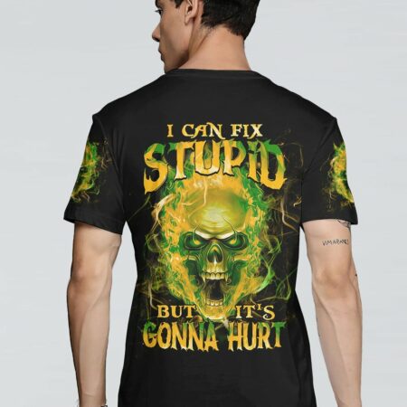 I CAN FIX STUPID FLAMING SKULL ALL OVER PRINT - TLTM1011222