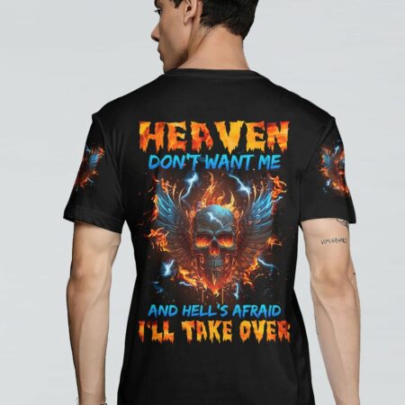 HEAVEN DON'T WANT ME FIRE SKULL WINGS ALL OVER PRINT - TLNZ1002235