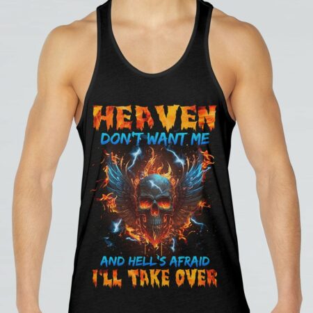 HEAVEN DON'T WANT ME FIRE SKULL WINGS ALL OVER PRINT - TLNZ1002235