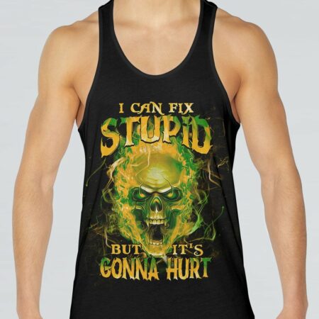 I CAN FIX STUPID FLAMING SKULL ALL OVER PRINT - TLTM1011222