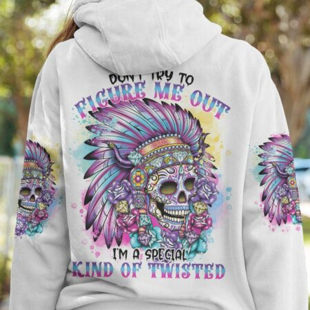 DON'T TRY TO FIGURE ME OUT NATIVE SKULL ALL OVER PRINT - TLNO0612222
