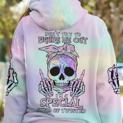 DON'T TRY TO FIGURE ME OUT LEOPARD HOLO SKULL ALL OVER PRINT - TLTR0612222
