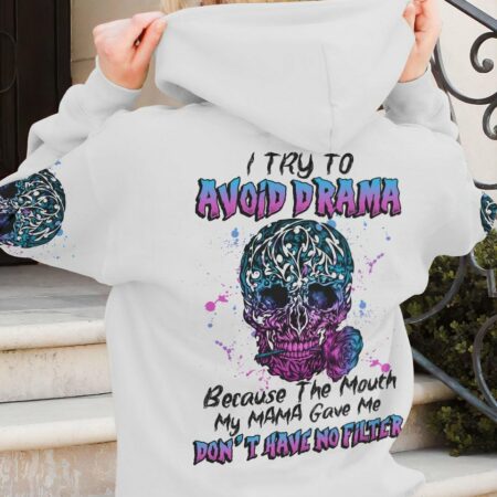 I TRY TO AVOID DRAMA TATTOOED SKULL ALL OVER PRINT - TLNZ0612223