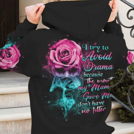 I TRY TO AVOID DRAMA SMOKE SKULL ALL OVER PRINT - YHHN2812222