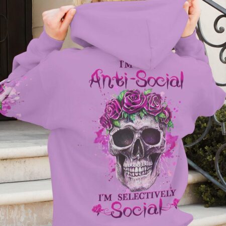 I'M NOT ANTI-SOCIAL ROSE SKULL ALL OVER PRINT - YHHG0512222