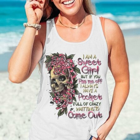 I AM A SWEET GIRL FLOWER SKULL ALL OVER PRINT - TLNZ0102233