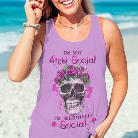 I'M NOT ANTI-SOCIAL ROSE SKULL ALL OVER PRINT - YHHG0512222