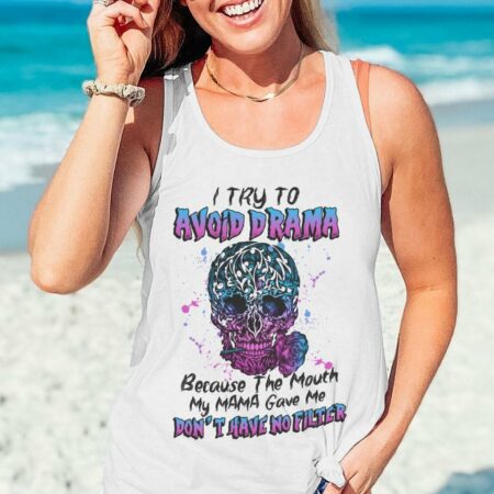 I TRY TO AVOID DRAMA TATTOOED SKULL ALL OVER PRINT - TLNZ0612223