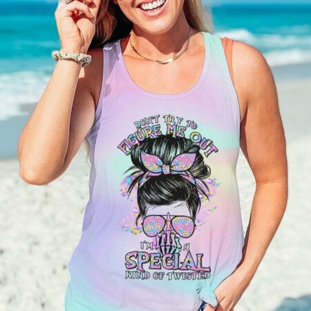 DON'T TRY TO FIGURE ME OUT MESSY BUN HOLO ALL OVER PRINT - TLTR1212221