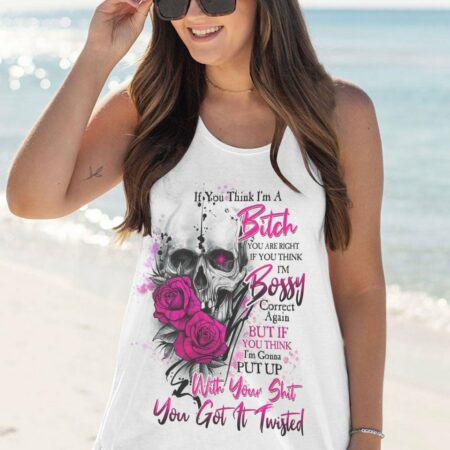 IF YOU THINK I'M A B PINK ROSE SKULL ALL OVER PRINT - TLTW2911221
