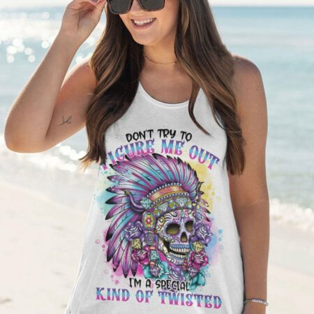 DON'T TRY TO FIGURE ME OUT NATIVE SKULL ALL OVER PRINT - TLNO0612222