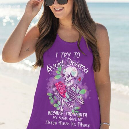 I TRY TO AVOID DRAMA ROSE SKELETON ALL OVER PRINT - TLTW1401231