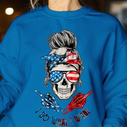 I DO WHAT I WANT AMERICAN MESSY BUN SKULL COTTON SHIRT - TLNO2811221