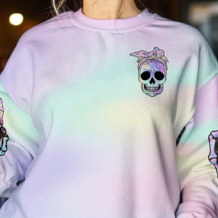 DON'T TRY TO FIGURE ME OUT LEOPARD HOLO SKULL ALL OVER PRINT - TLTR0612222