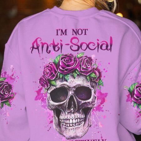 I'M NOT ANTI-SOCIAL ROSE SKULL ALL OVER PRINT - YHHG0512222