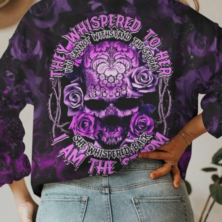 I AM THE STORM PURPLE ROSE SKULL ALL OVER PRINT - TLTM1612221